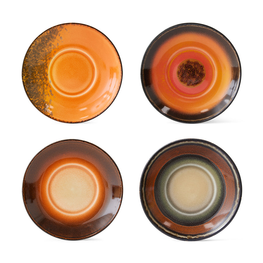 70's Ceramics Saucers Roasts (set of 4) Multiple Colour