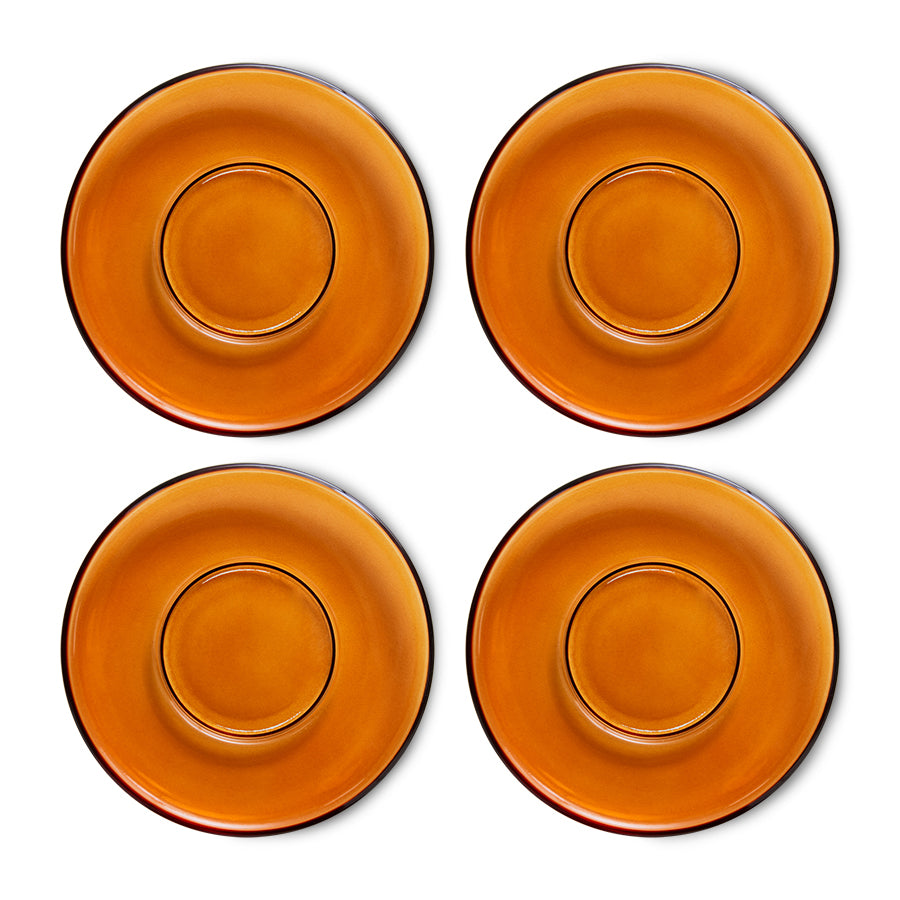 70's Glassware Saucers Amber Brown - LEEF mode en accessoires