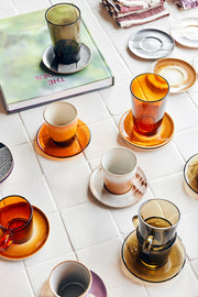 70's Glassware Saucers Amber Brown - LEEF mode en accessoires