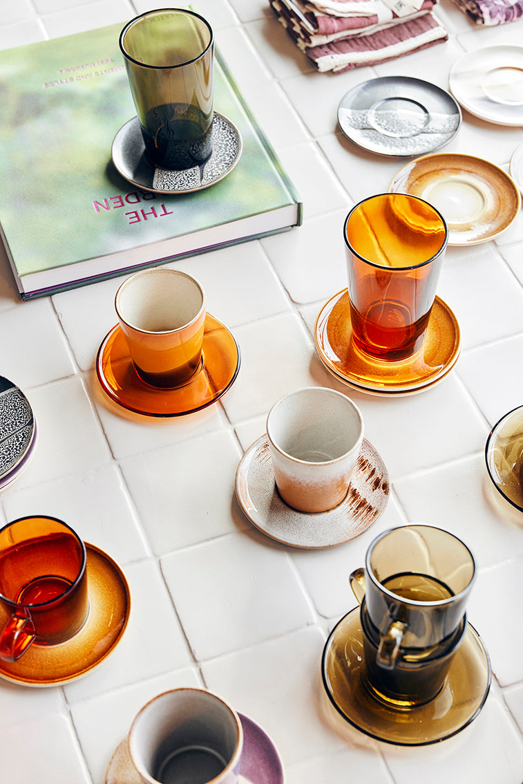 70's Glassware Saucers Amber Brown - LEEF mode en accessoires
