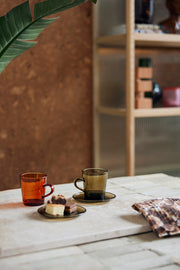70's glassware saucers Mud Brown - LEEF mode en accessoires