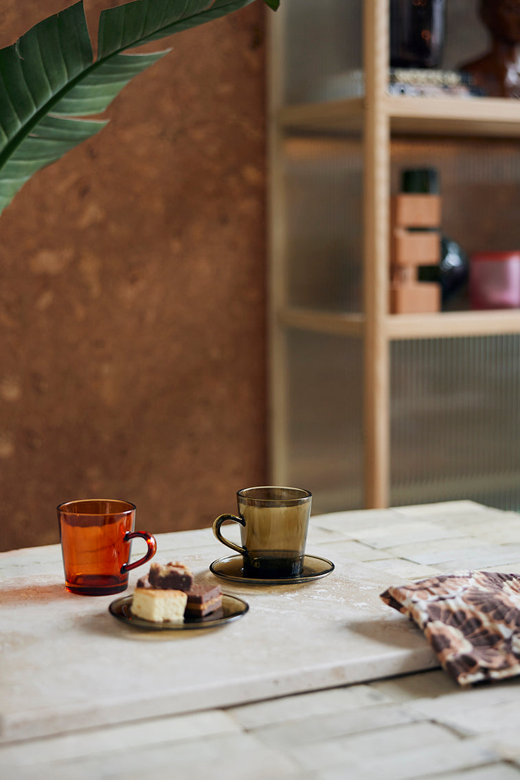 70's glassware saucers Mud Brown - LEEF mode en accessoires