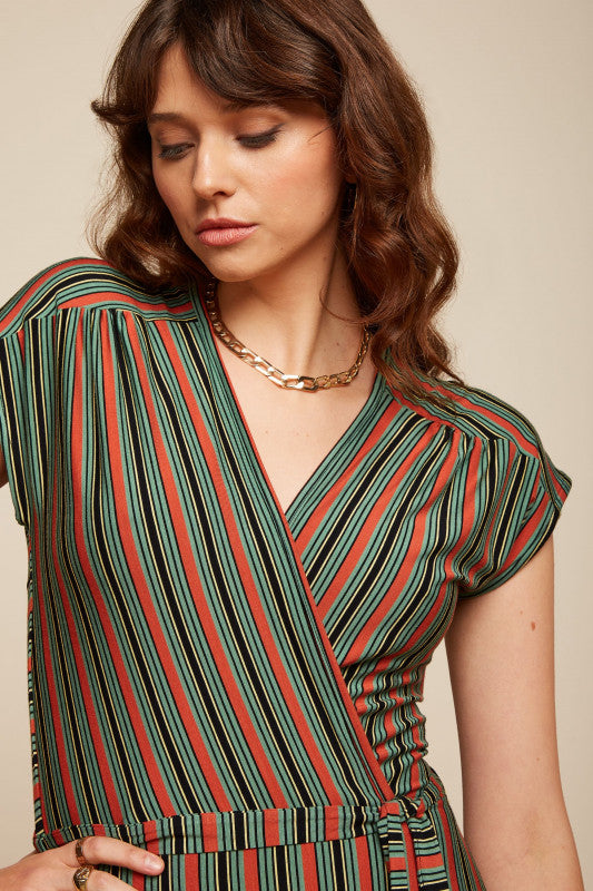 Abigail Dress Castillo Stripe 001 Black - LEEF mode en accessoires