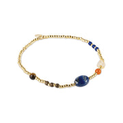 Amuse Lapis Lazuli Gemstone Mix Bracelet Gold Colored Lapis Lazuli - LEEF mode en accessoires