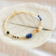 Amuse Lapis Lazuli Gemstone Mix Bracelet Gold Colored Lapis Lazuli - LEEF mode en accessoires