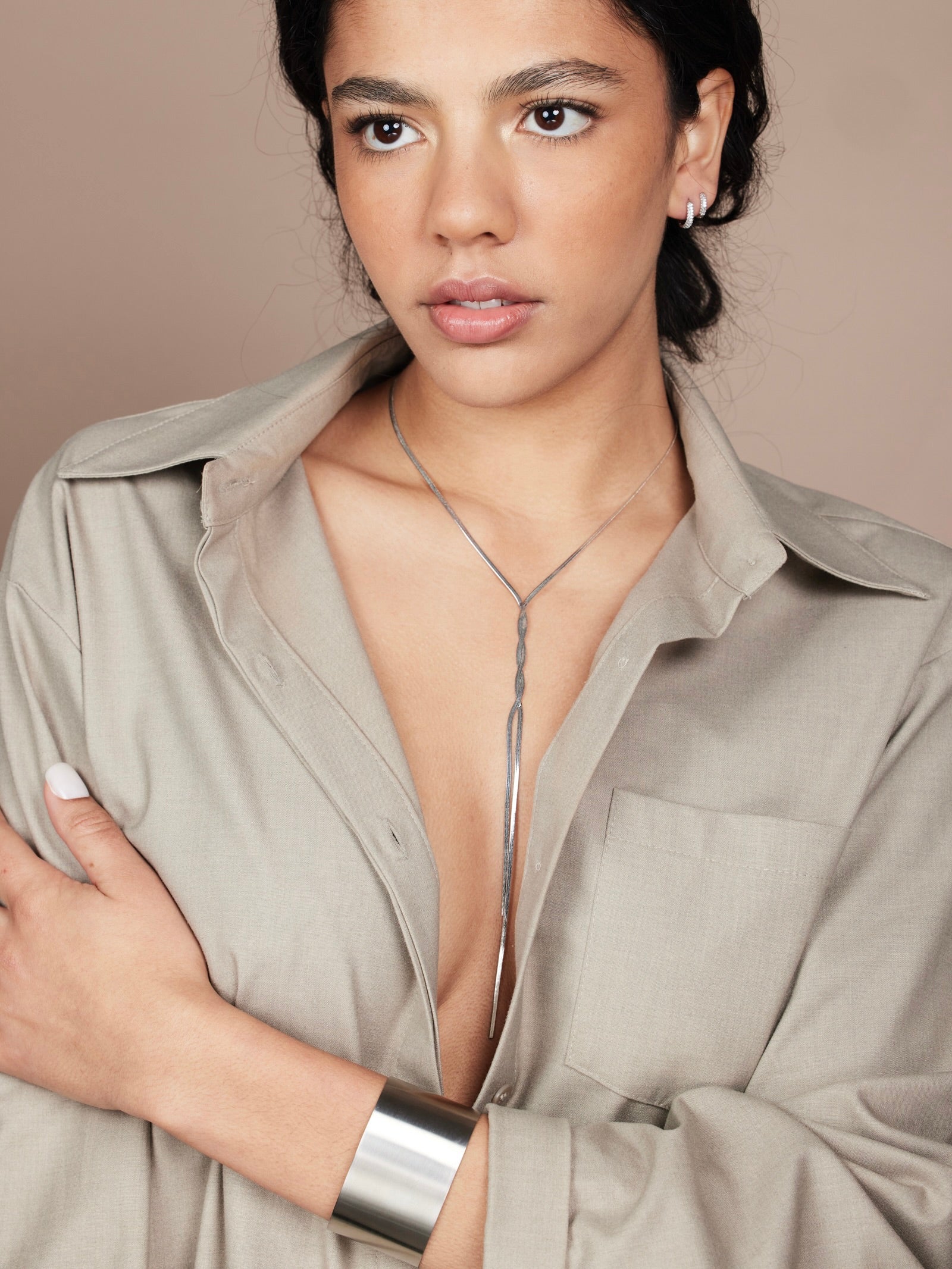 BREDE MATTE BANGLE / ZILVER Zilver - LEEF mode en accessoires