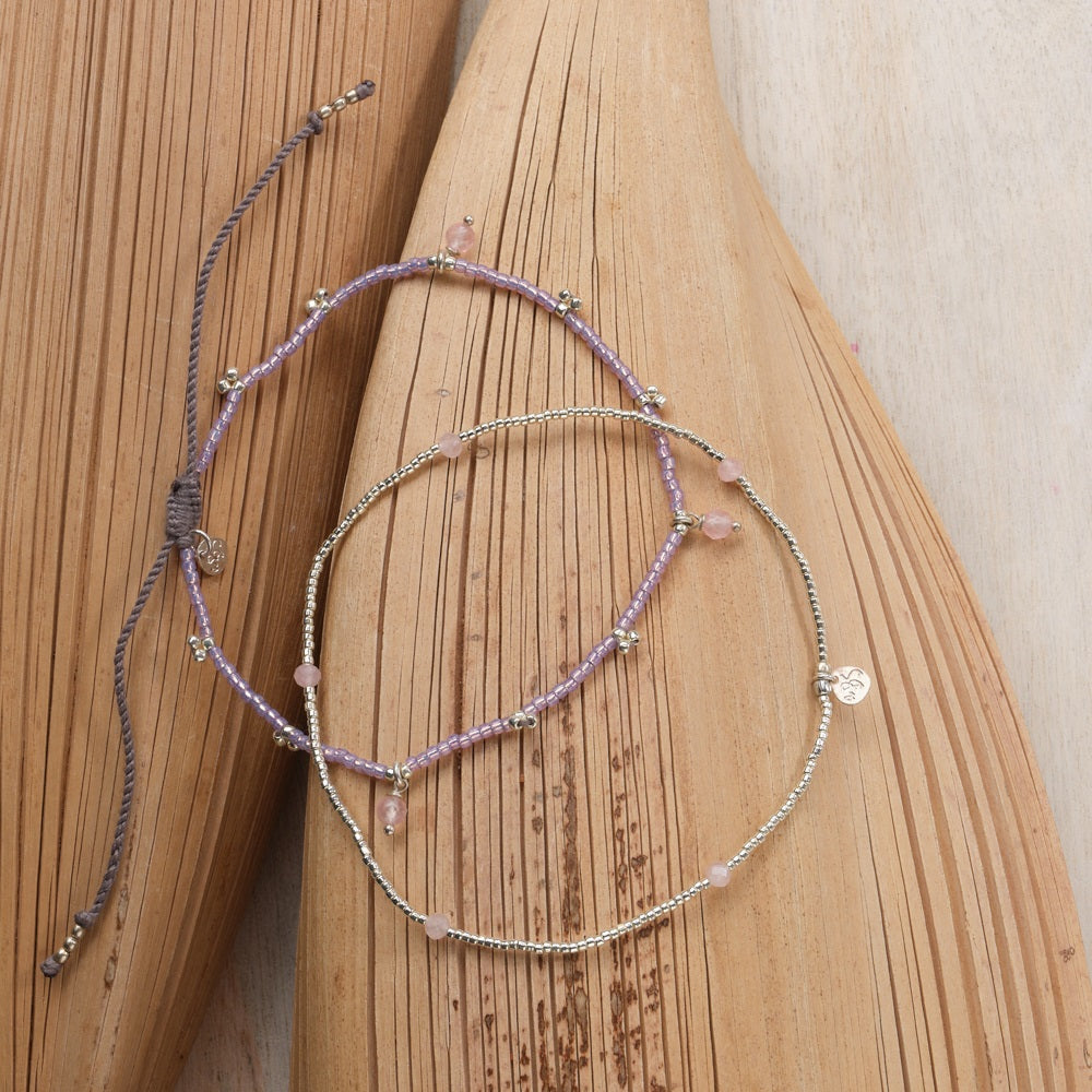 Beach Rose Quartz Anklet SC Rose quartz - LEEF mode en accessoires