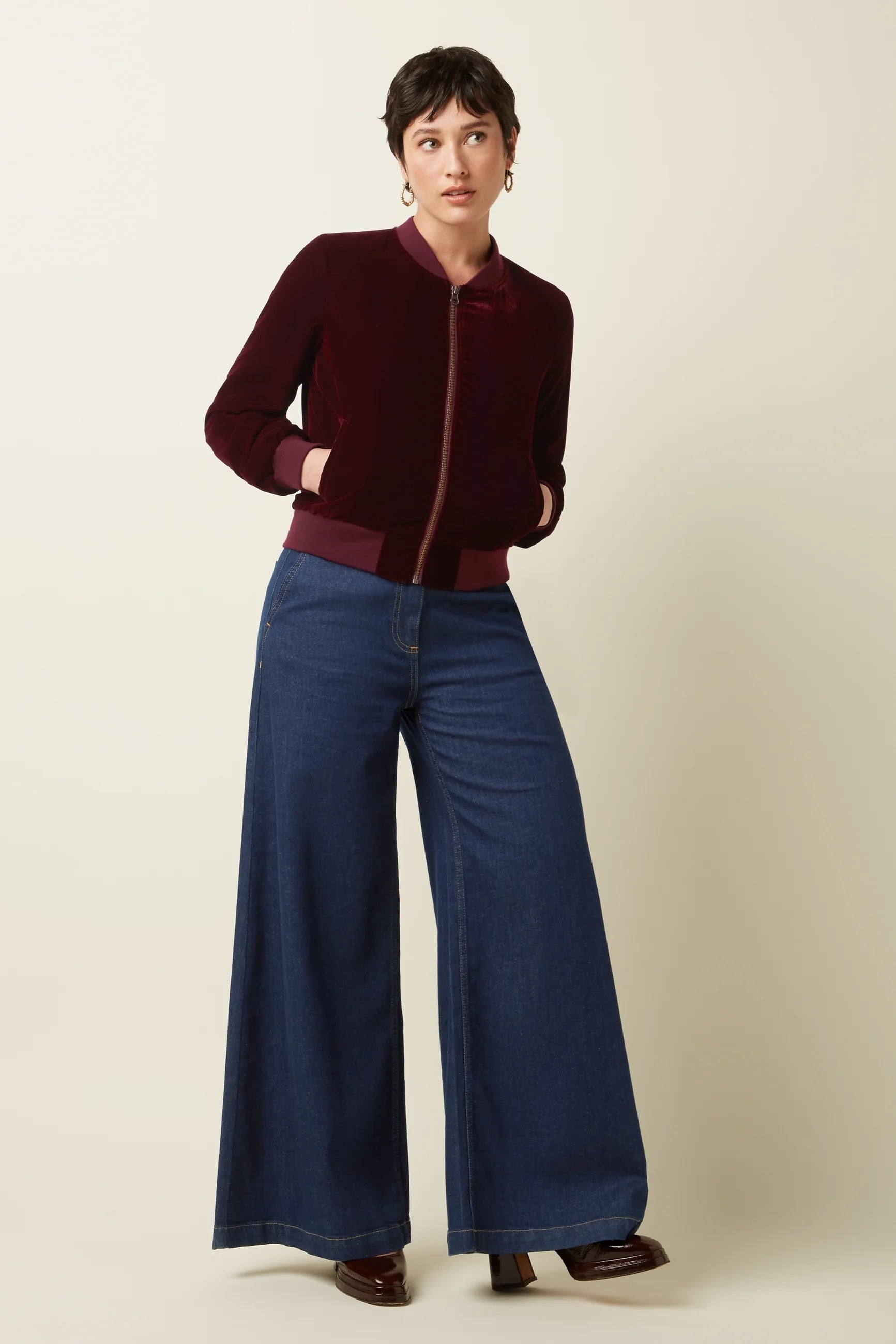 Bessie Jacket Gamine Velvet 607 Bordeaux Red - LEEF mode en accessoires