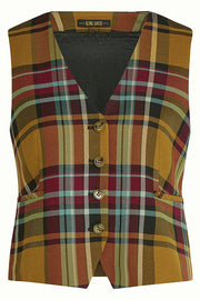 Bianca Gilet Caroll Check 551 Golden Brown - LEEF mode en accessoires
