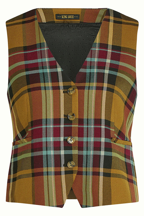 Bianca Gilet Caroll Check 551 Golden Brown - LEEF mode en accessoires