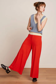 Border Palazzo Cropped Pants Milano Crepe 653 Fire red - LEEF mode en accessoires
