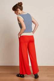 Border Palazzo Cropped Pants Milano Crepe 653 Fire red - LEEF mode en accessoires