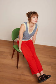 Border Palazzo Cropped Pants Milano Crepe 653 Fire red - LEEF mode en accessoires