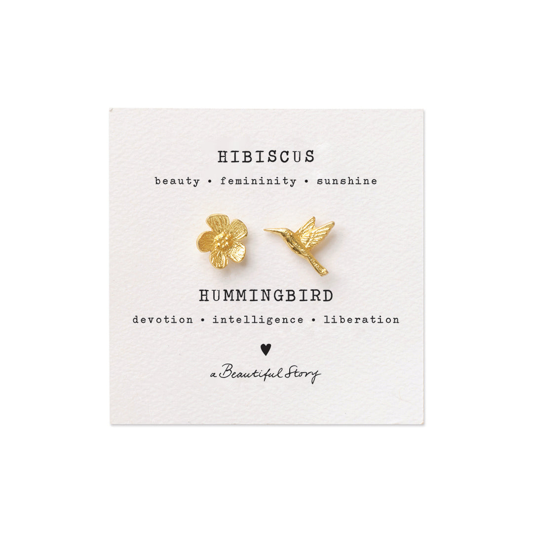 Brooch Hibiscus - Hummingbird GP Gold - LEEF mode en accessoires