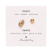 Brooch Set Heart - Hamsa GP Gold - LEEF mode en accessoires