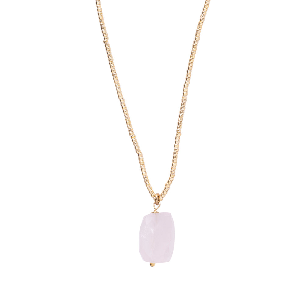 Calm Rose Quartz Necklace GC Rose quartz - LEEF mode en accessoires