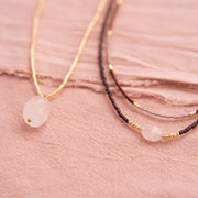 Calm Rose Quartz Necklace GC Rose quartz - LEEF mode en accessoires