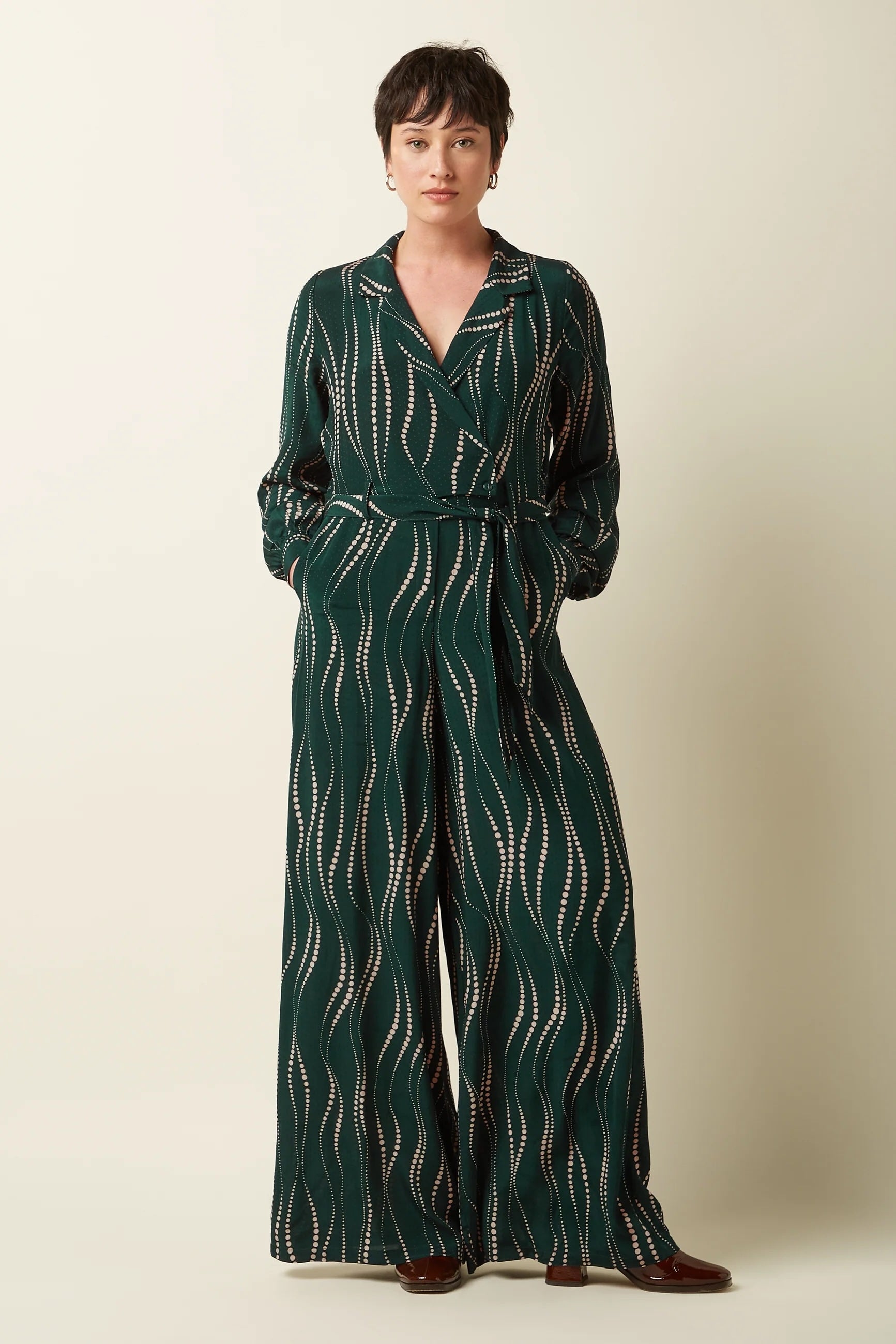 Doris Jumpsuit Twirl 200 Pine Green - LEEF mode en accessoires