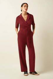 Doris Jumpsuit Woven Crepe 622 Cabernet Red - LEEF mode en accessoires
