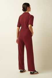 Doris Jumpsuit Woven Crepe 622 Cabernet Red - LEEF mode en accessoires