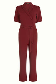 Doris Jumpsuit Woven Crepe 622 Cabernet Red - LEEF mode en accessoires