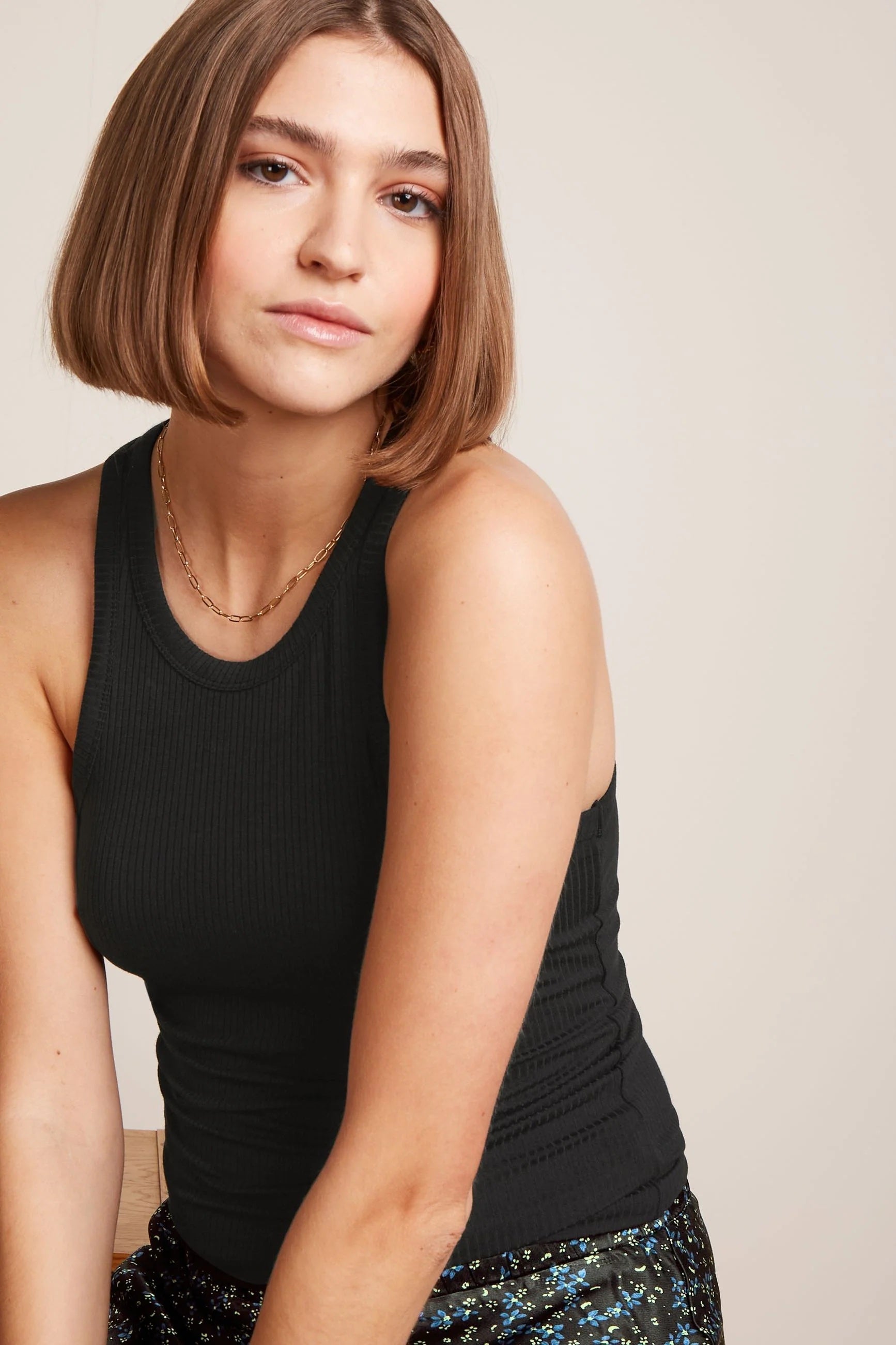 Elvira Camisole Uni Rib 001 Black - LEEF mode en accessoires