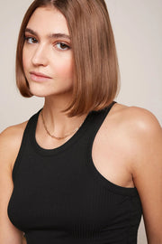 Elvira Camisole Uni Rib 001 Black - LEEF mode en accessoires