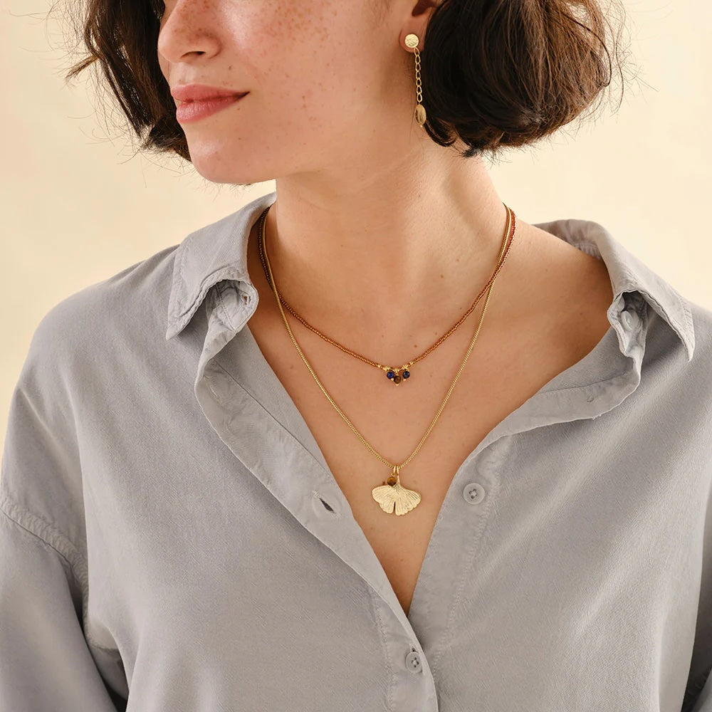 Empathy Tiger Eye Lapis Lazuli Necklace Gold Colored Tiger eye - LEEF mode en accessoires