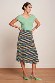Juno Midi Skirt Pebble Woven  489 Beacon blue - LEEF mode en accessoires