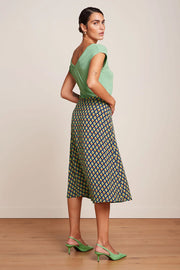 Juno Midi Skirt Pebble Woven  489 Beacon blue - LEEF mode en accessoires