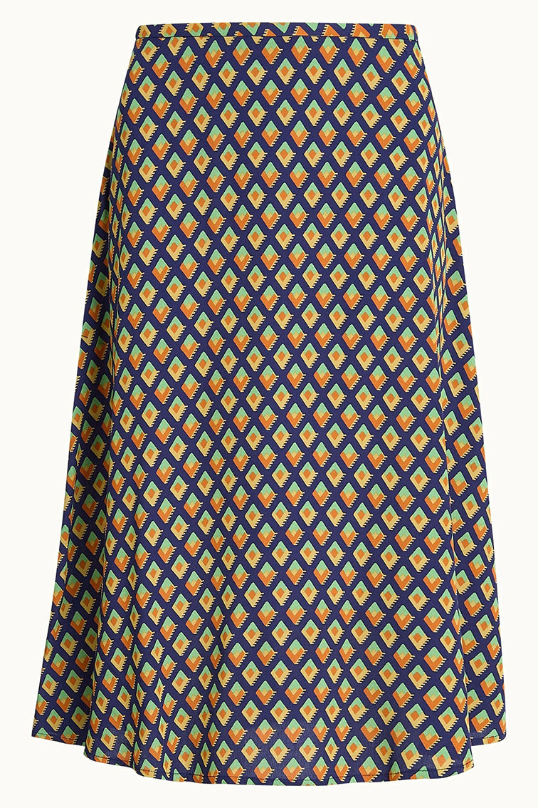 Juno Midi Skirt Pebble Woven  489 Beacon blue - LEEF mode en accessoires