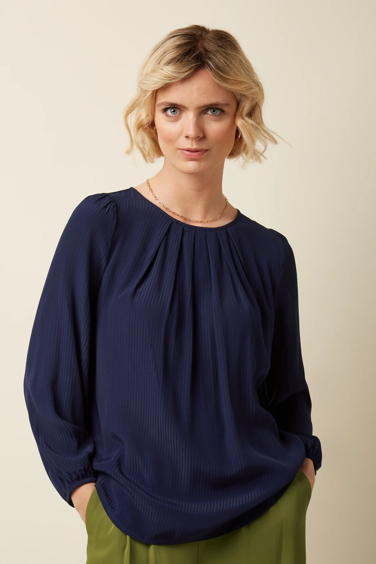 Laura Pleat Top Allegra 445 Evening Blue - LEEF mode en accessoires