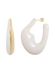 ORGANISCHE OORBELLEN MET WITTE EMAILLE wit - LEEF mode en accessoires