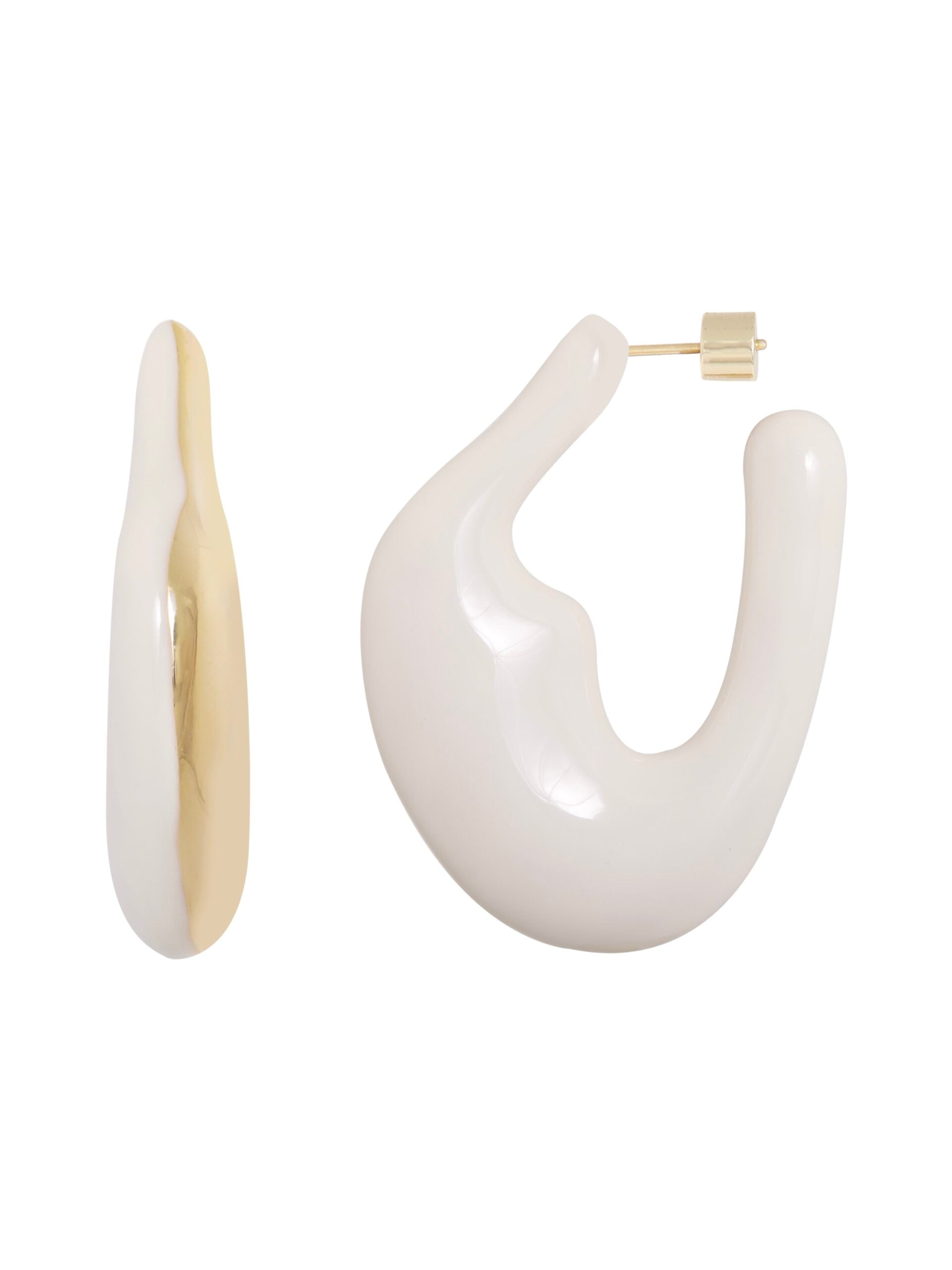 ORGANISCHE OORBELLEN MET WITTE EMAILLE wit - LEEF mode en accessoires