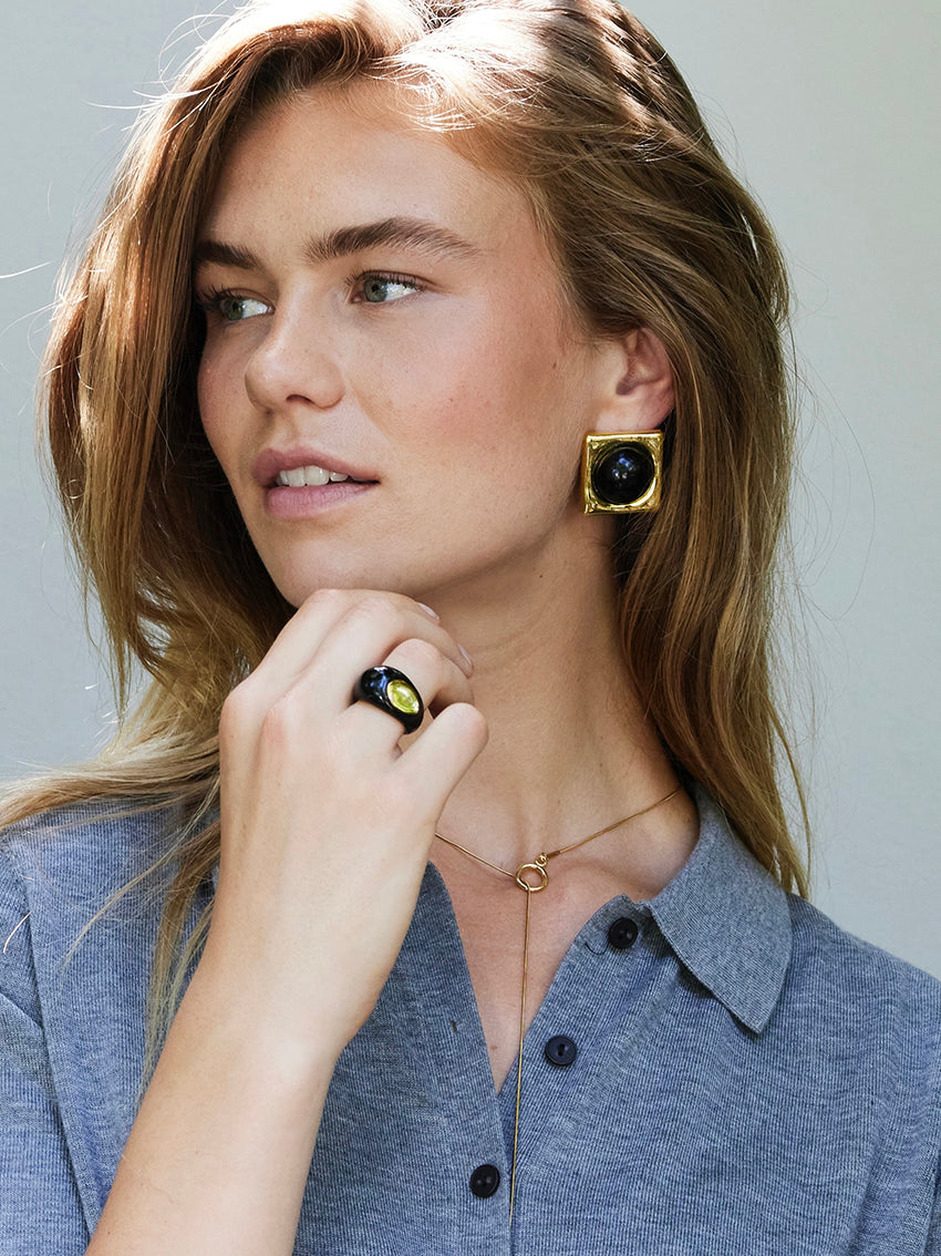 ORGANISCHE RING ZWART/GOUD Zwart/Goud - LEEF mode en accessoires