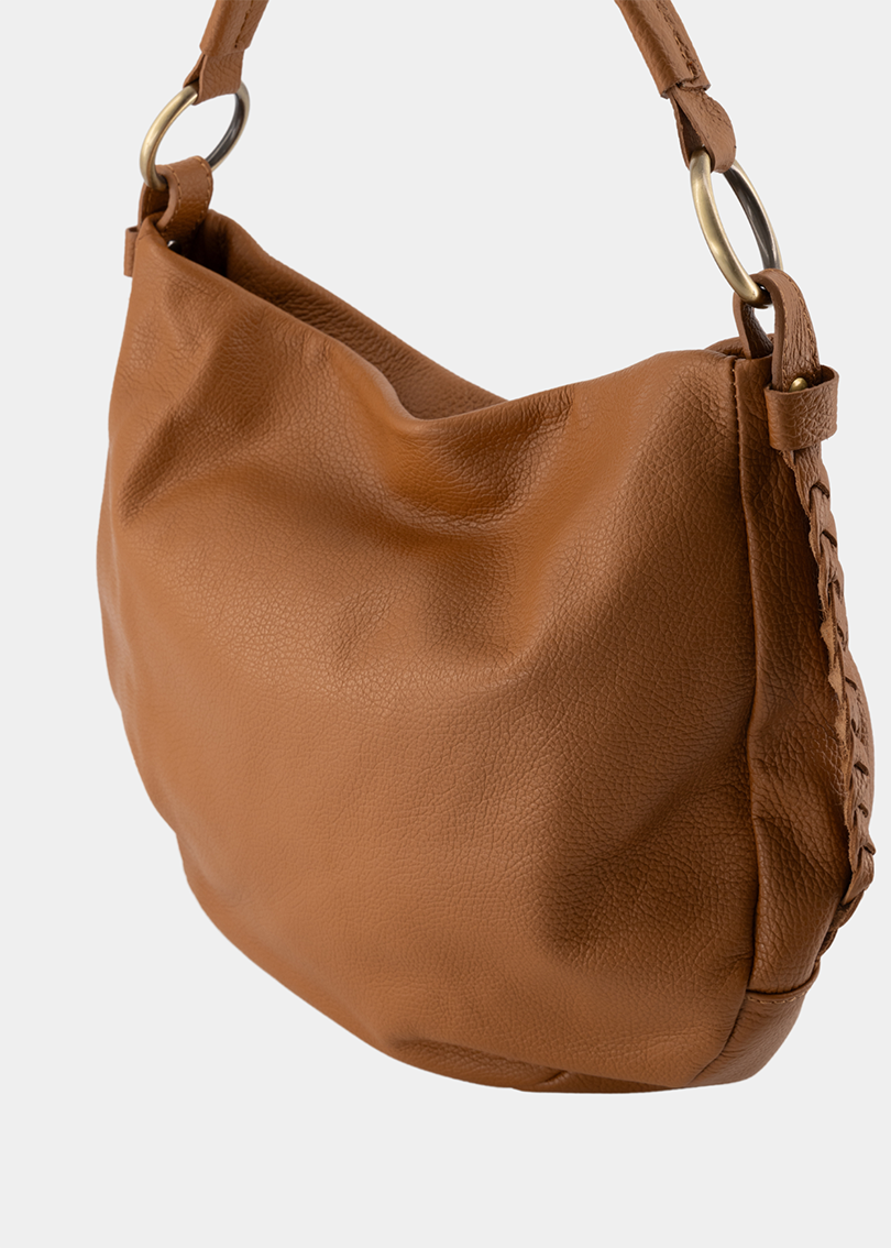 Petra Classic Grain Schoudertas D108 Cognac - LEEF mode en accessoires