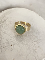RING MET GEMSTONE IN STRAKKE ZETTING (1.0 CM) / MORE COLOURS groen - LEEF mode en accessoires