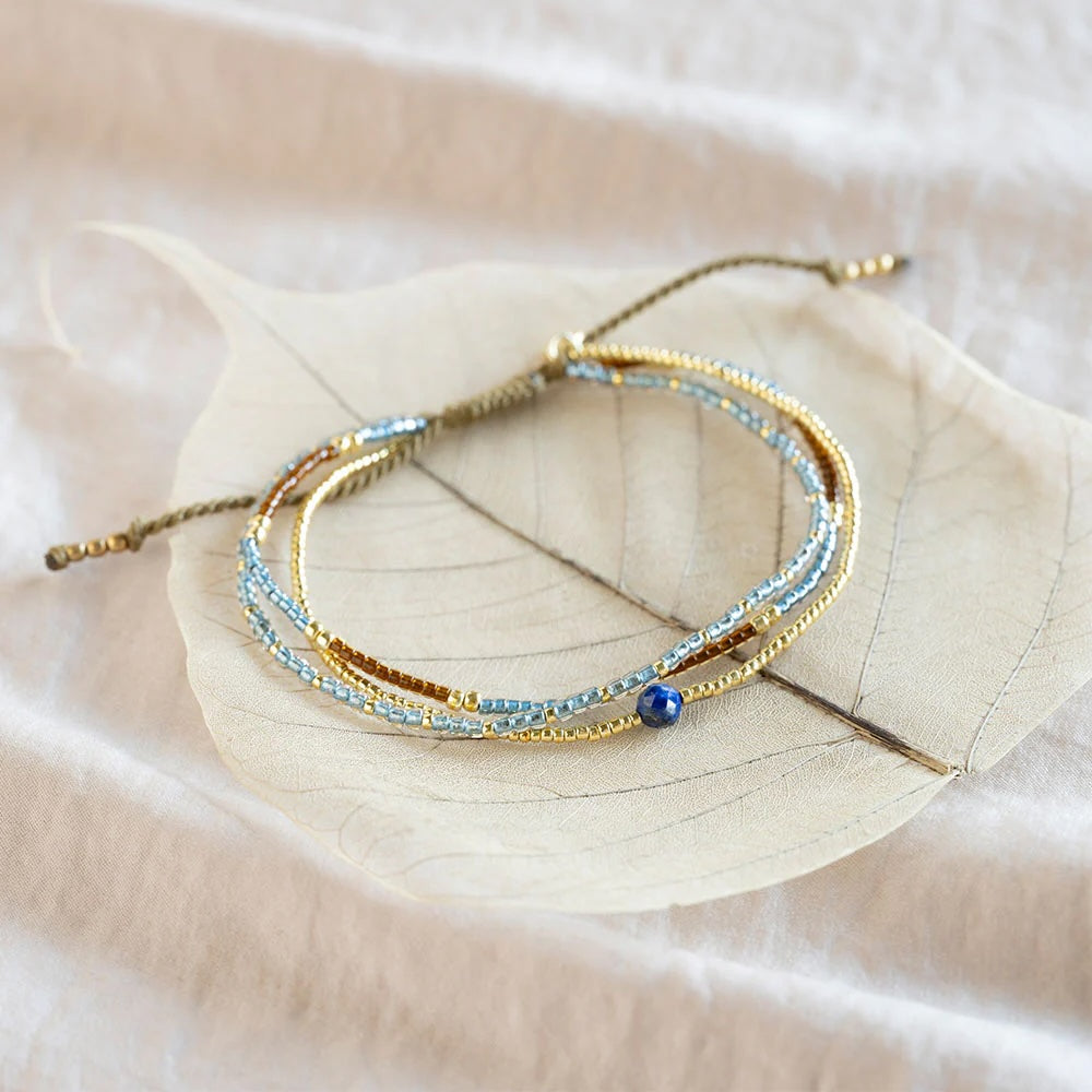 Reflection Lapis Lazuli Bracelet Gold Colored Lapis Lazuli - LEEF mode en accessoires