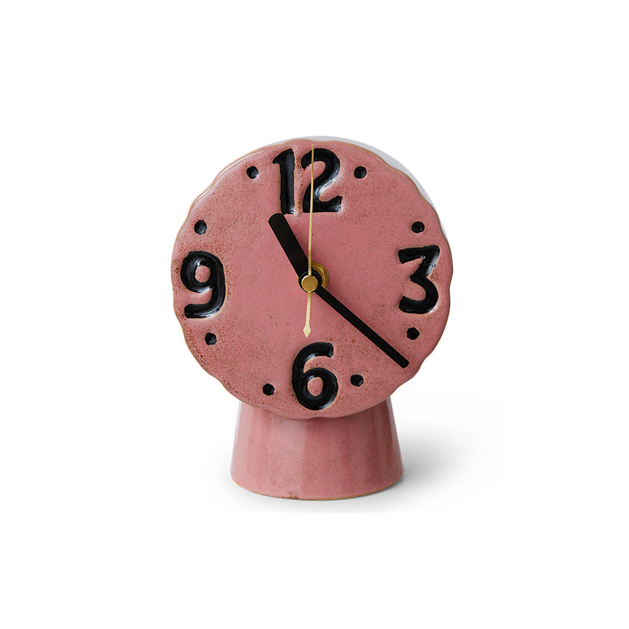 Retro Ceramic Clock Pink - LEEF mode en accessoires