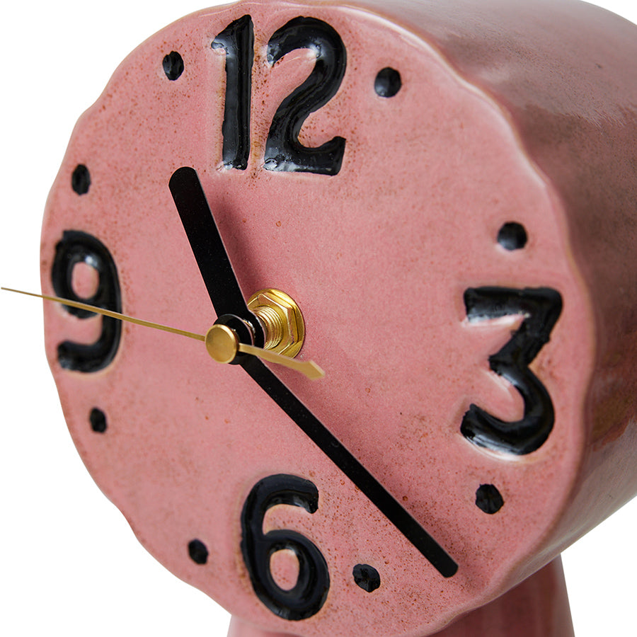 Retro Ceramic Clock Pink - LEEF mode en accessoires