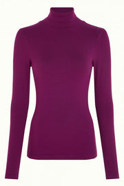 Rollneck Top Uni Rib 517 Caspia Purple - LEEF mode en accessoires