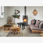 Round embroidered cushion Black multi coloured - LEEF mode en accessoires