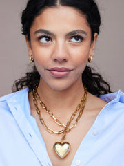 SCHAKELKETTING MET GROTE “HART” HANGER goud - LEEF mode en accessoires