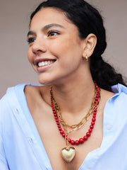 SCHAKELKETTING MET GROTE “HART” HANGER goud - LEEF mode en accessoires