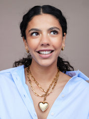 SCHAKELKETTING MET GROTE “HART” HANGER goud - LEEF mode en accessoires