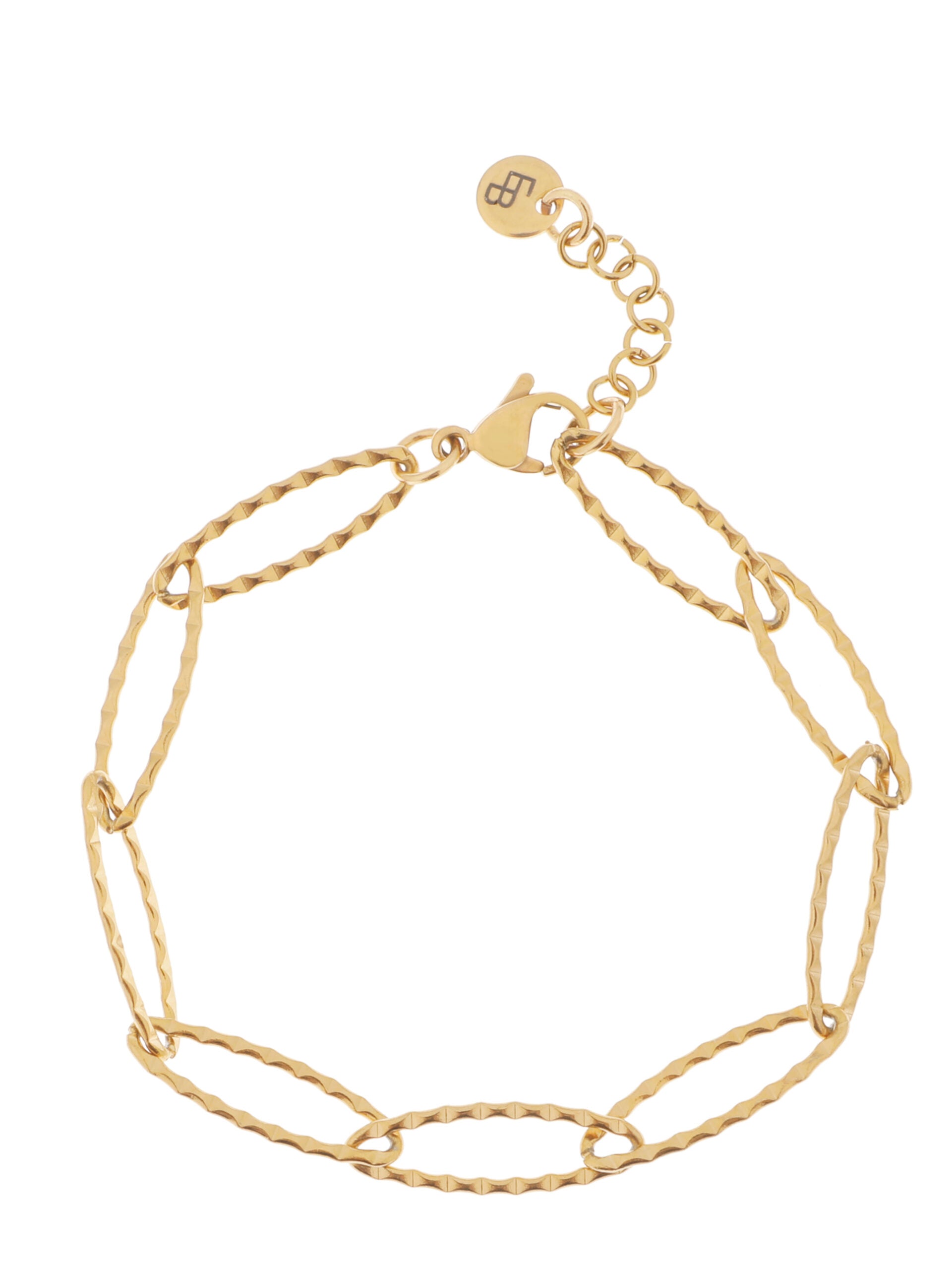 Schakelarmband twisted goud - LEEF mode en accessoires