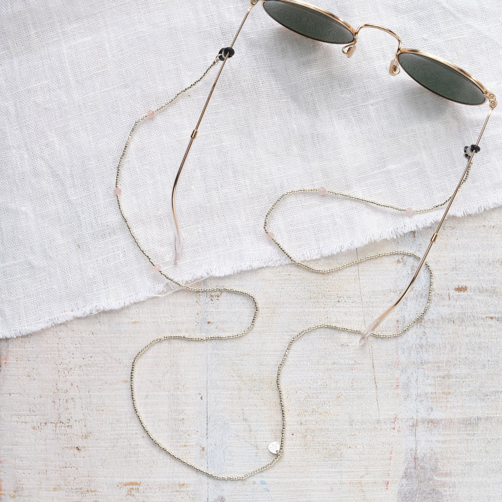 Shore Rose Quartz Glasses Cord SC Rose quartz - LEEF mode en accessoires