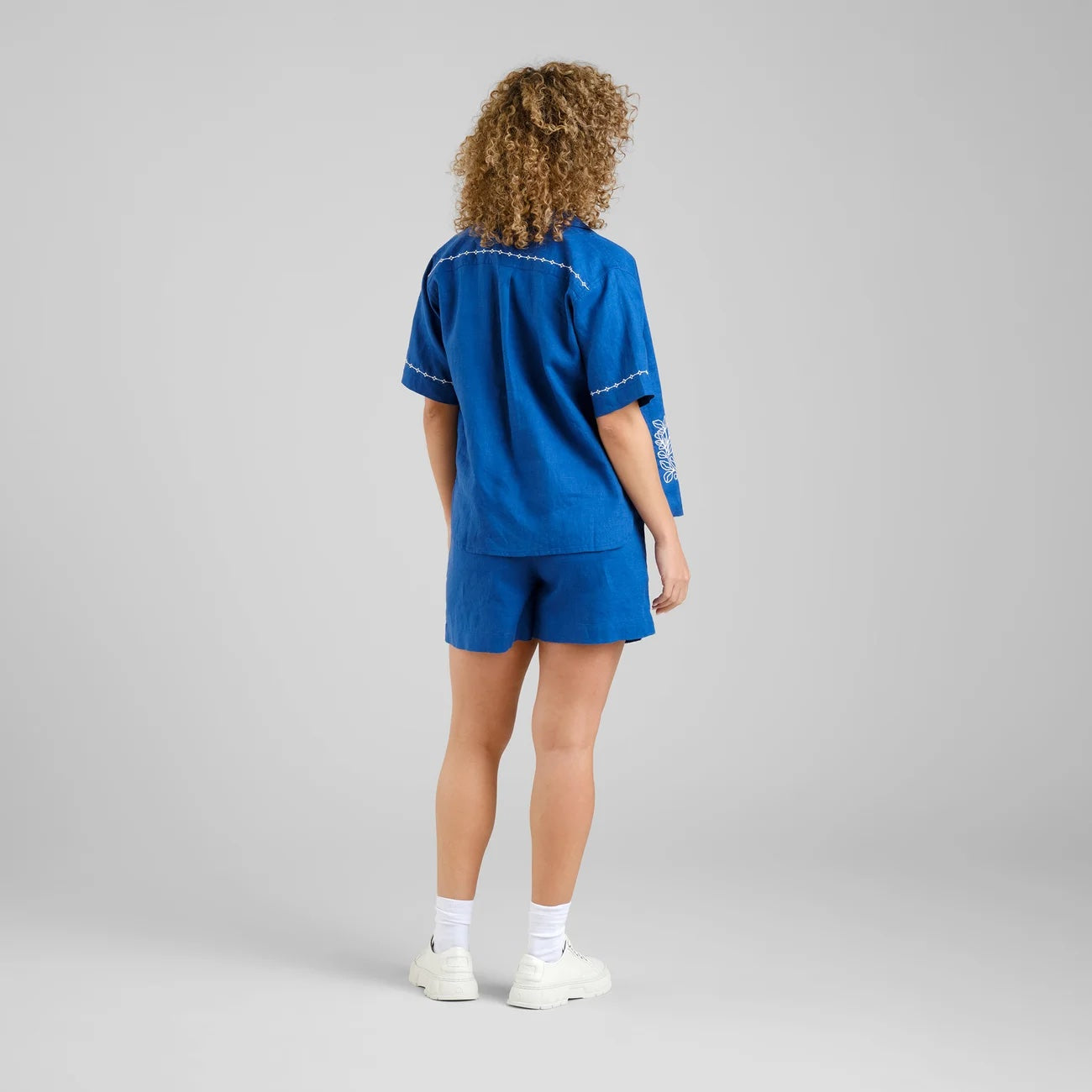 Shorts Djupvik Linen Limoges Blue - LEEF mode en accessoires