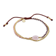 Soothing Rose Quartz Bracelet Gold Colored Rose quartz - LEEF mode en accessoires