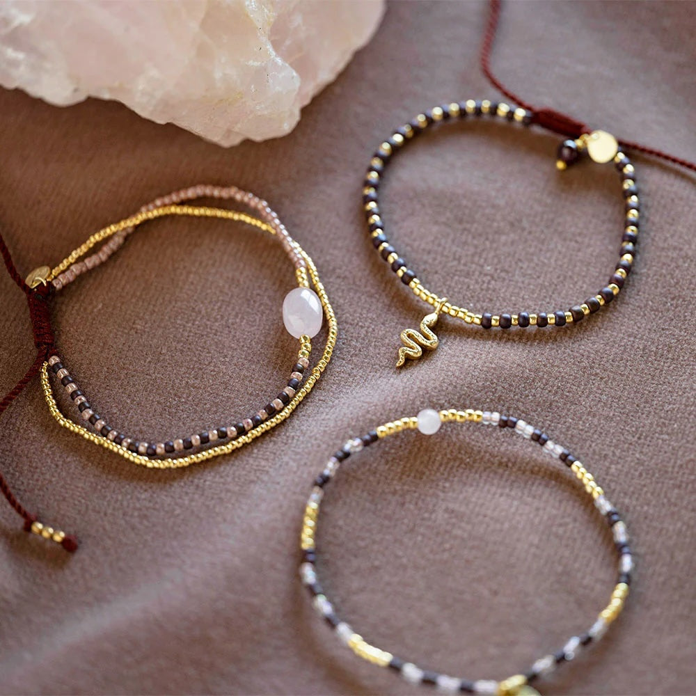 Soothing Rose Quartz Bracelet Gold Colored Rose quartz - LEEF mode en accessoires